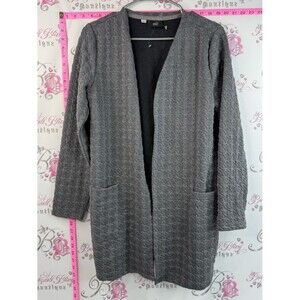 Only cardigan sweater open front pockets, 3-D houndstooth Textured Open Cardigan